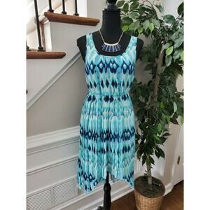 H&M Women's Multicolor 100% Polyester Scoop Neck Sleevelesss Knee Length Dress 6